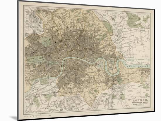 Map of London and Its Suburbs-J. Bartholomew-Mounted Art Print