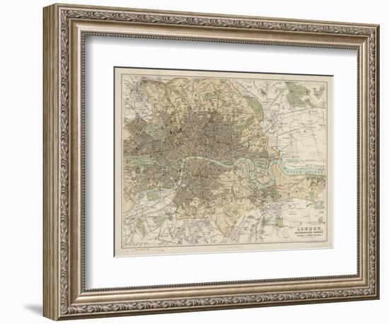 Map of London and Its Suburbs-J. Bartholomew-Framed Art Print