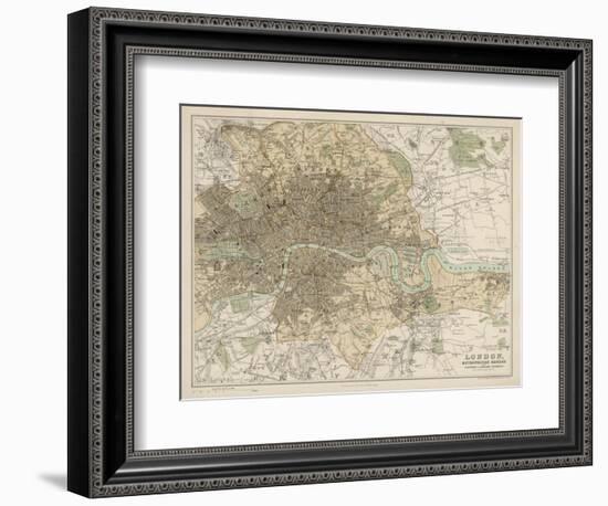 Map of London and Its Suburbs-J. Bartholomew-Framed Art Print