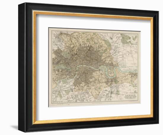 Map of London and Its Suburbs-J. Bartholomew-Framed Art Print