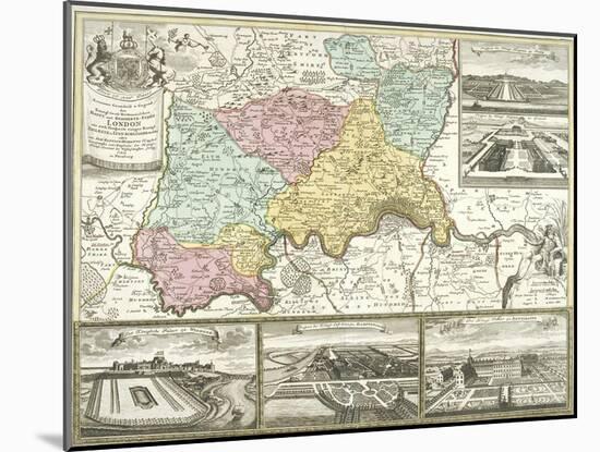 Map of London and Surrounding Counties, 1710-null-Mounted Giclee Print