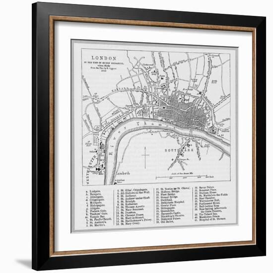 Map of London at the Time of Queen Elizabeth I-null-Framed Photographic Print