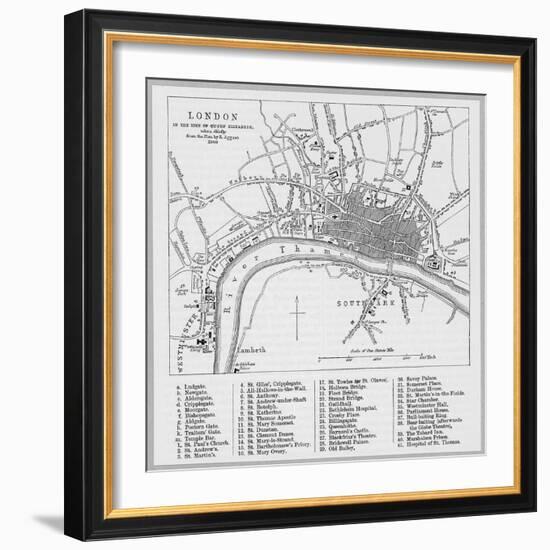 Map of London at the Time of Queen Elizabeth I-null-Framed Photographic Print