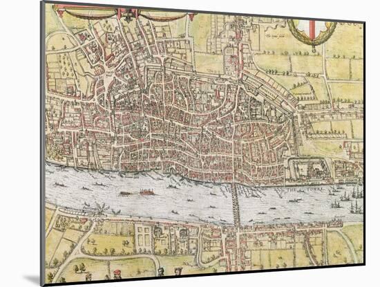 Map of London, from 'Civitates Orbis Terrarum', by Georg Braun (1542-1622) and Frans Hogenburg…-Joris Hoefnagel-Mounted Giclee Print