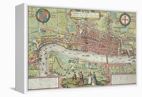 Map of London, from Civitates Orbis Terrarum by Georg Braun-Joris Hoefnagel-Framed Premier Image Canvas