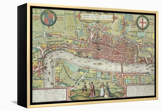 Map of London, from Civitates Orbis Terrarum by Georg Braun-Joris Hoefnagel-Framed Premier Image Canvas