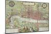 Map of London, from Civitates Orbis Terrarum by Georg Braun-Joris Hoefnagel-Mounted Giclee Print