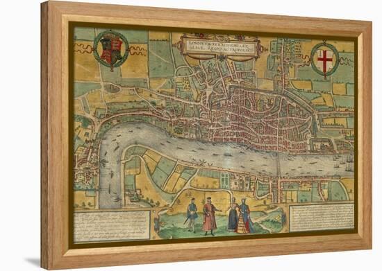 Map of London from Civitates Orbis Terrarum-null-Framed Premier Image Canvas