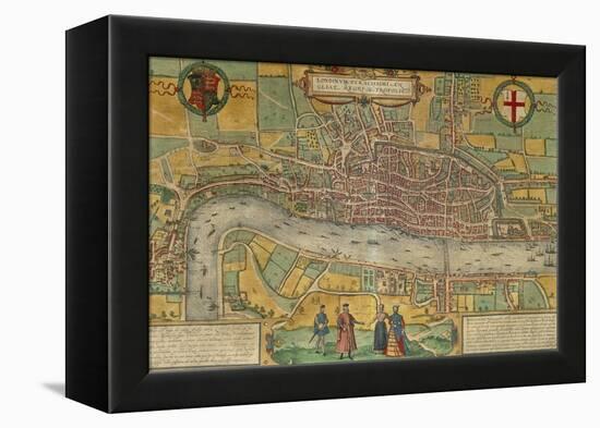 Map of London from Civitates Orbis Terrarum-null-Framed Premier Image Canvas