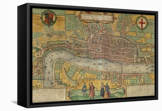 Map of London from Civitates Orbis Terrarum-null-Framed Premier Image Canvas