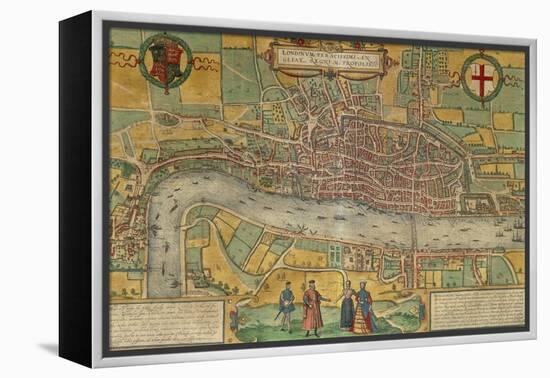 Map of London from Civitates Orbis Terrarum-null-Framed Premier Image Canvas