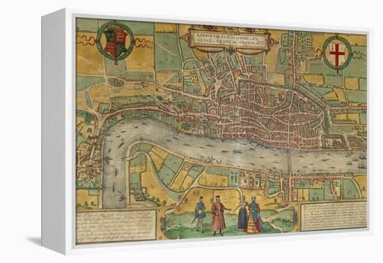 Map of London from Civitates Orbis Terrarum-null-Framed Premier Image Canvas