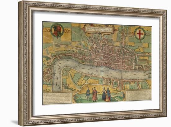 Map of London from Civitates Orbis Terrarum-null-Framed Giclee Print