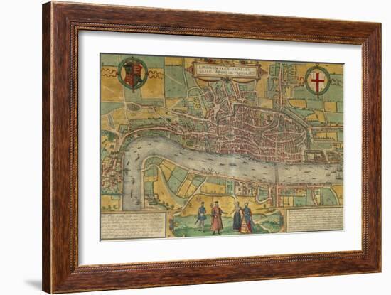 Map of London from Civitates Orbis Terrarum-null-Framed Giclee Print