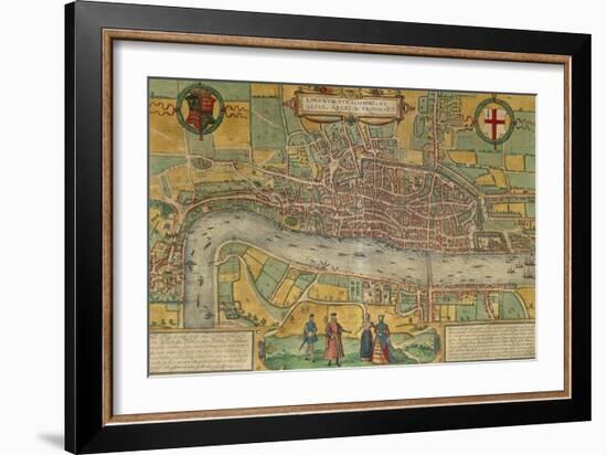 Map of London from Civitates Orbis Terrarum-null-Framed Giclee Print