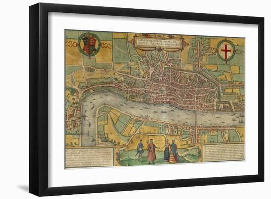 Map of London from Civitates Orbis Terrarum-null-Framed Giclee Print