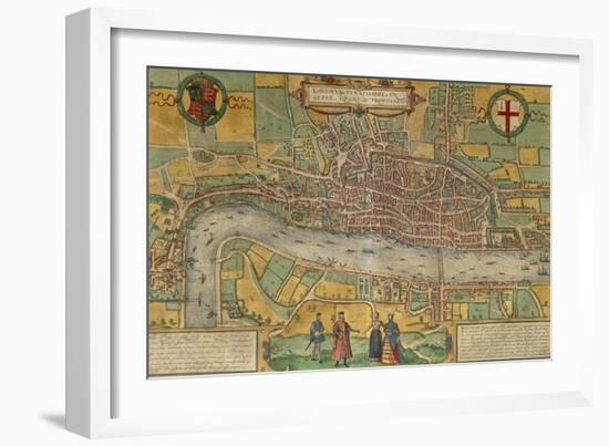 Map of London from Civitates Orbis Terrarum-null-Framed Giclee Print