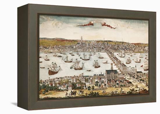 Map of London in 18th C-null-Framed Stretched Canvas