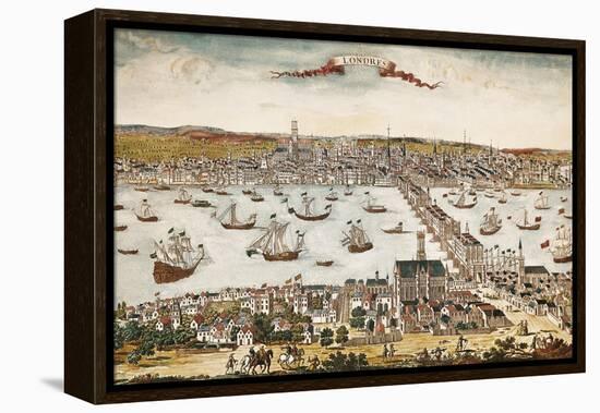 Map of London in 18th C-null-Framed Stretched Canvas