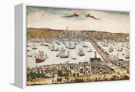 Map of London in 18th C-null-Framed Stretched Canvas