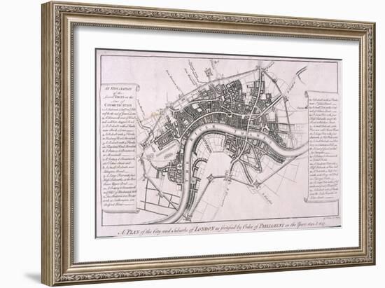 Map of London Showing English Civil War Fortifications, C1642-George Vertue-Framed Giclee Print