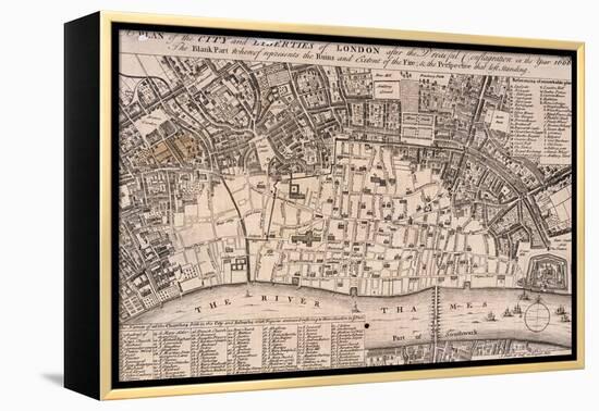 Map of London-Wenceslaus Hollar-Framed Premier Image Canvas