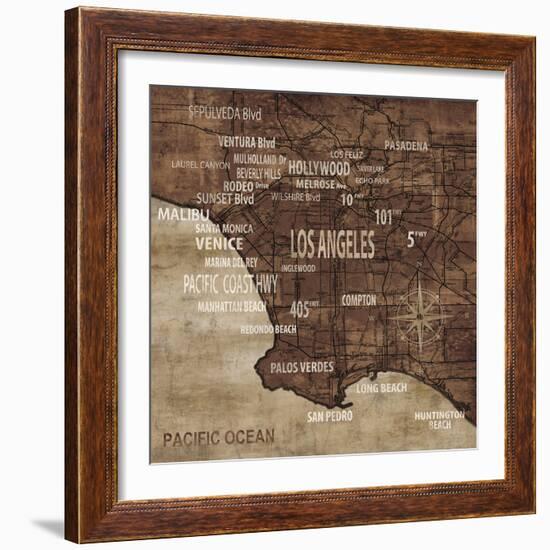 Map of Los Angeles-Luke Wilson-Framed Art Print