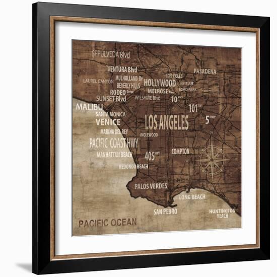 Map of Los Angeles-Luke Wilson-Framed Art Print