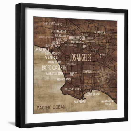 Map of Los Angeles-Luke Wilson-Framed Art Print