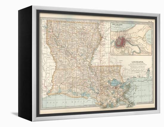 Map of Louisiana. United States. Inset Map of New Orleans and Vicinity-Encyclopaedia Britannica-Framed Stretched Canvas