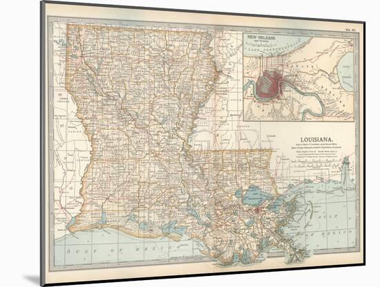 Map of Louisiana. United States. Inset Map of New Orleans and Vicinity-Encyclopaedia Britannica-Mounted Art Print