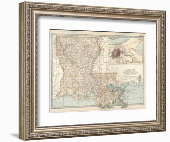 Map of Louisiana. United States. Inset Map of New Orleans and Vicinity-Encyclopaedia Britannica-Framed Premium Giclee Print