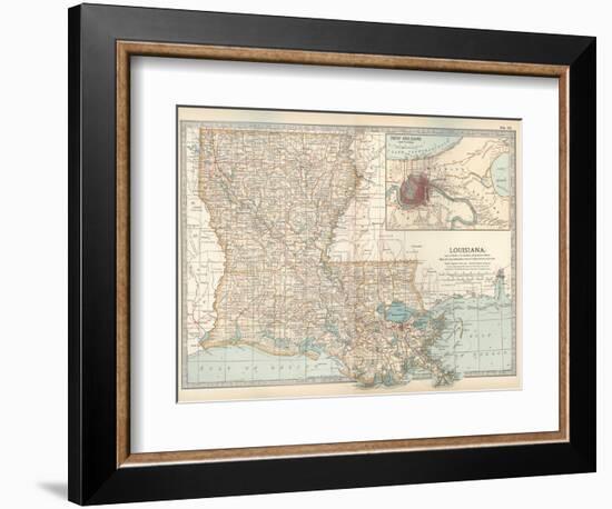 Map of Louisiana. United States. Inset Map of New Orleans and Vicinity-Encyclopaedia Britannica-Framed Premium Giclee Print