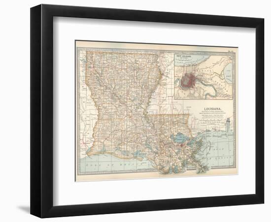 Map of Louisiana. United States. Inset Map of New Orleans and Vicinity-Encyclopaedia Britannica-Framed Premium Giclee Print