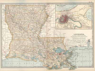 1900 - Louisiana - Antique Map