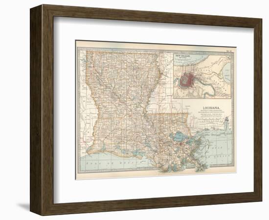 Map of Louisiana. United States. Inset Map of New Orleans and Vicinity-Encyclopaedia Britannica-Framed Art Print