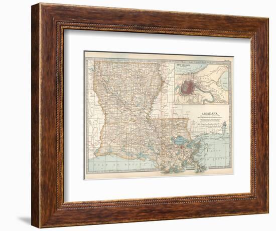Map of Louisiana. United States. Inset Map of New Orleans and Vicinity-Encyclopaedia Britannica-Framed Art Print