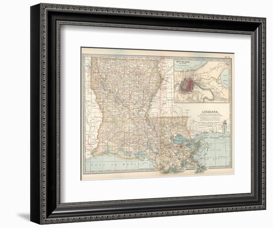 Map of Louisiana. United States. Inset Map of New Orleans and Vicinity-Encyclopaedia Britannica-Framed Art Print