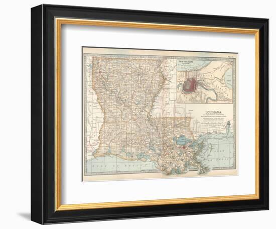 Map of Louisiana. United States. Inset Map of New Orleans and Vicinity-Encyclopaedia Britannica-Framed Art Print