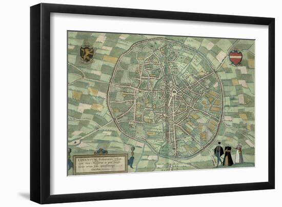 Map of Louvain, from Civitates Orbis Terrarum by Georg Braun-Joris Hoefnagel-Framed Giclee Print