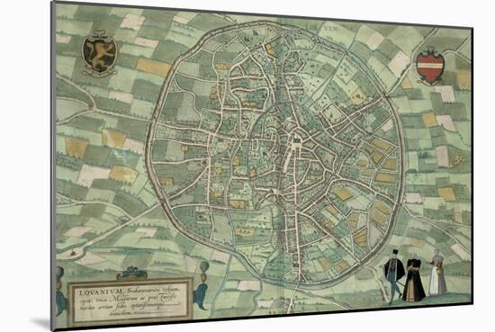 Map of Louvain, from Civitates Orbis Terrarum by Georg Braun-Joris Hoefnagel-Mounted Giclee Print