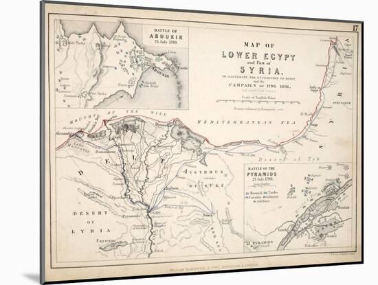 Map of Lower Egypt and Part of Syria, Published by William Blackwood and Sons, Edinburgh and…-Alexander Keith Johnston-Mounted Giclee Print