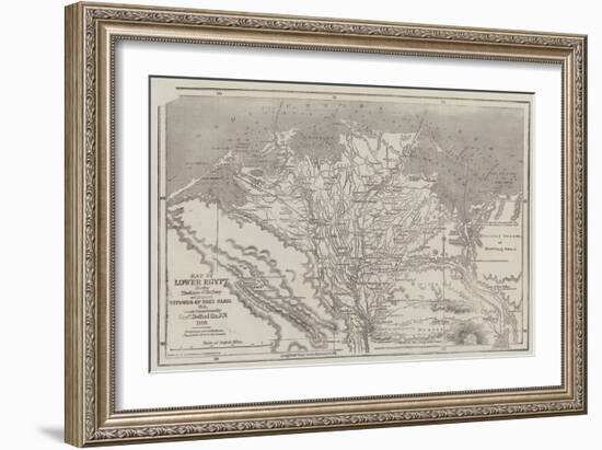 Map of Lower Egypt, Showing the Lines of Railway and Projected Isthmus of Suez Canal-John Dower-Framed Giclee Print