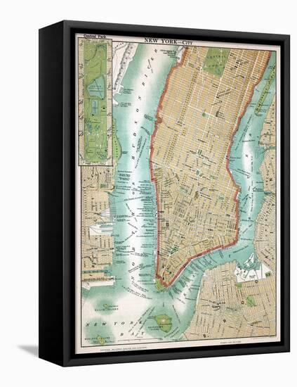 Map of Lower Manhattan and Central Park-null-Framed Premier Image Canvas