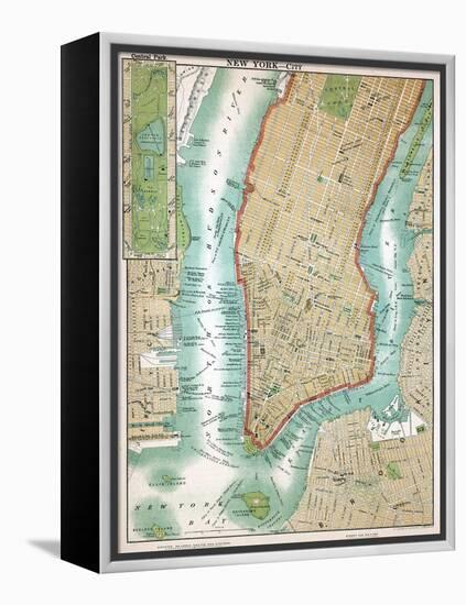 Map of Lower Manhattan and Central Park-null-Framed Premier Image Canvas