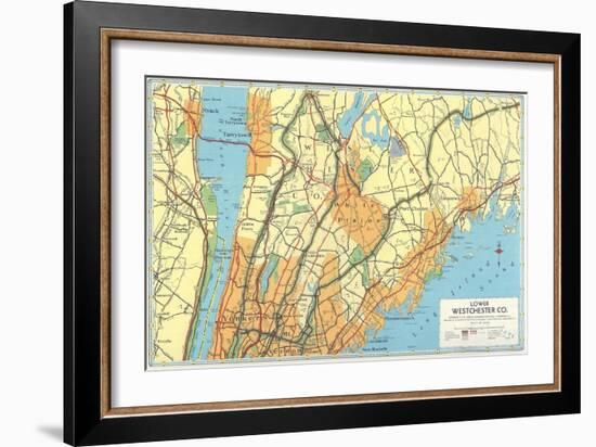 Map of Lower Westchester County, New York-null-Framed Art Print