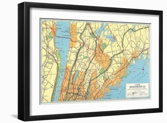 Map of Lower Westchester County, New York-null-Framed Art Print