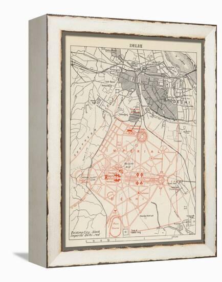 Map of Lutyens' projected Imperial Delhi, 1910-12-null-Framed Premier Image Canvas