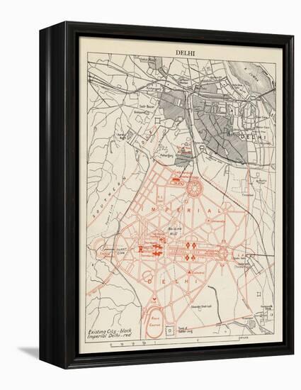 Map of Lutyens' projected Imperial Delhi, 1910-12-null-Framed Premier Image Canvas