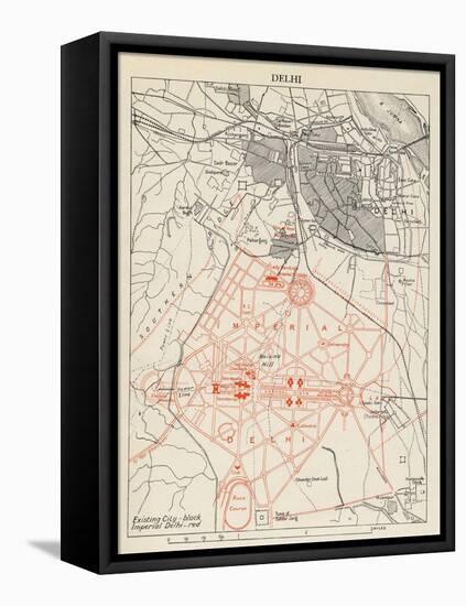 Map of Lutyens' projected Imperial Delhi, 1910-12-null-Framed Premier Image Canvas